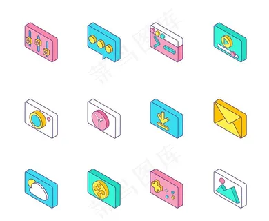 2.5D等距图标图片