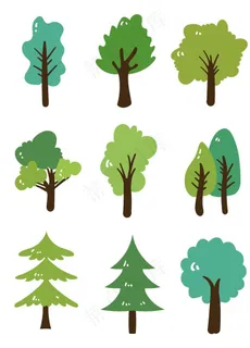 卡通矢量森林的树图片