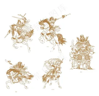 五虎上将 素描人物图片