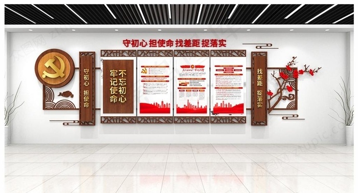 党建文化墙图片(6054X3543(DPI:300))psd模版下载