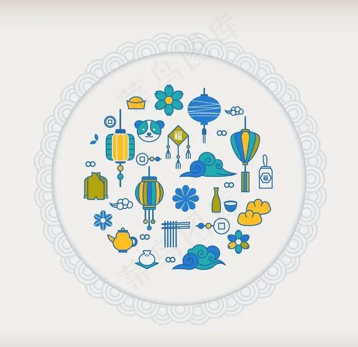 中秋文化元素图片ai矢量模版下载