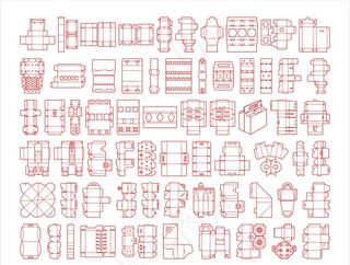 包装盒展开图设计结构线框图片