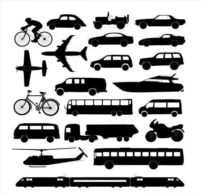 交通工具集合图片ai矢量模版下载