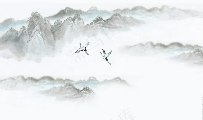 水墨山水意境抽象新中式背景墙图片(9071X5669(DPI:72))psd模版下载