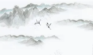 水墨山水意境抽象新中式背景墙图片