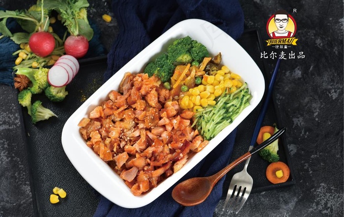 脆皮鸡烤肉双拼饭图片