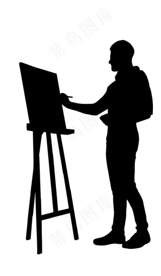 艺术家绘画剪影图片