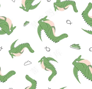 无缝花纹 鳄鱼图片