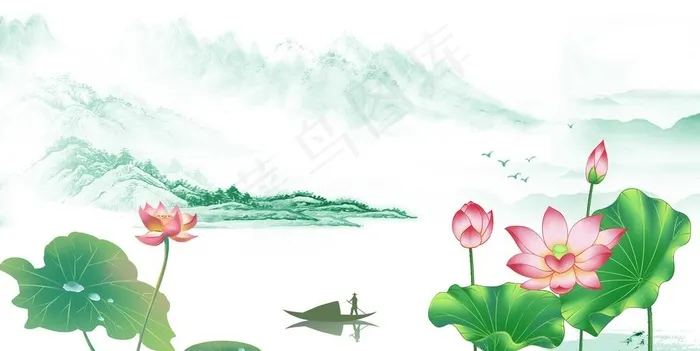荷花图片(3900X2080(DPI:75))psd模版下载