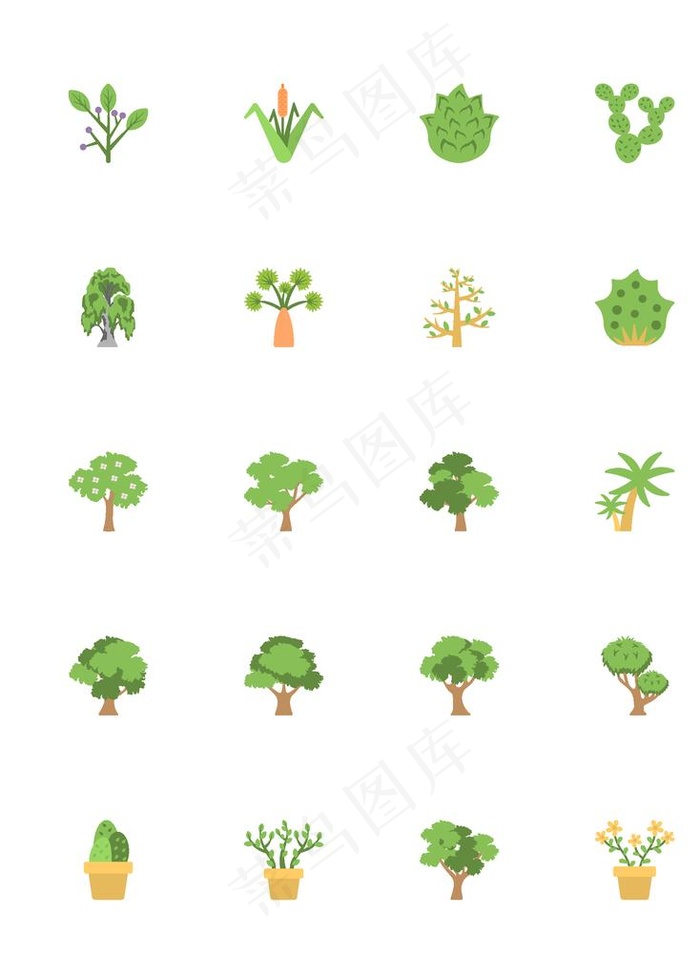 树苗盆栽小图标图片ai矢量模版下载
