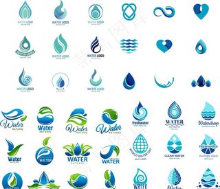 绿色与蓝色的水滴形状标志图片