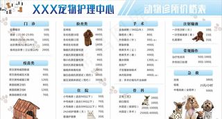 宠物医院价目表图片