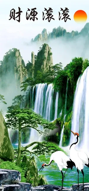 财源滚滚山水玄关图片