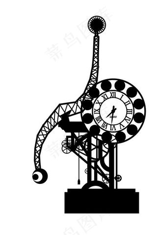 天津世纪钟剪影矢量图片