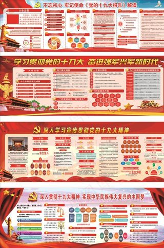 党建十九大精神展板集合图片