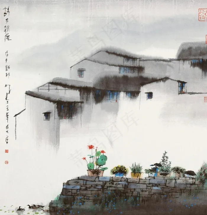 中式山水风景画图片