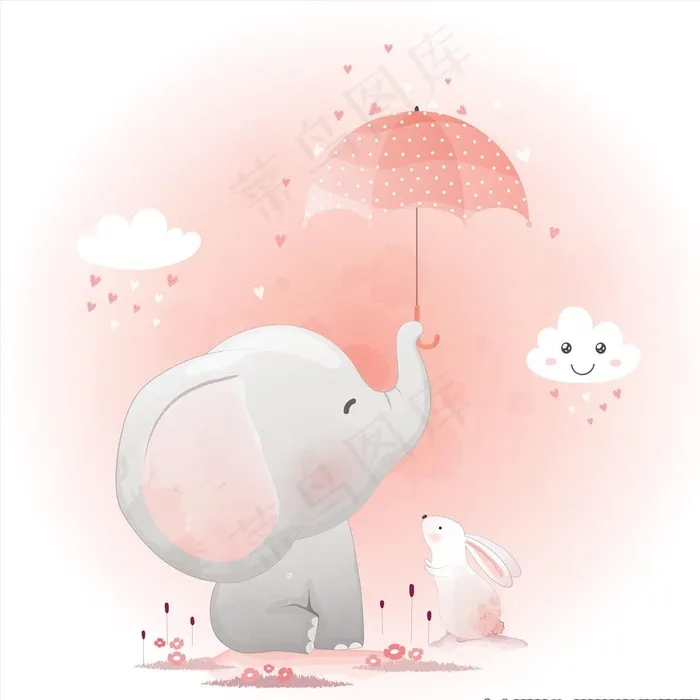 卡通大象图片ai矢量模版下载
