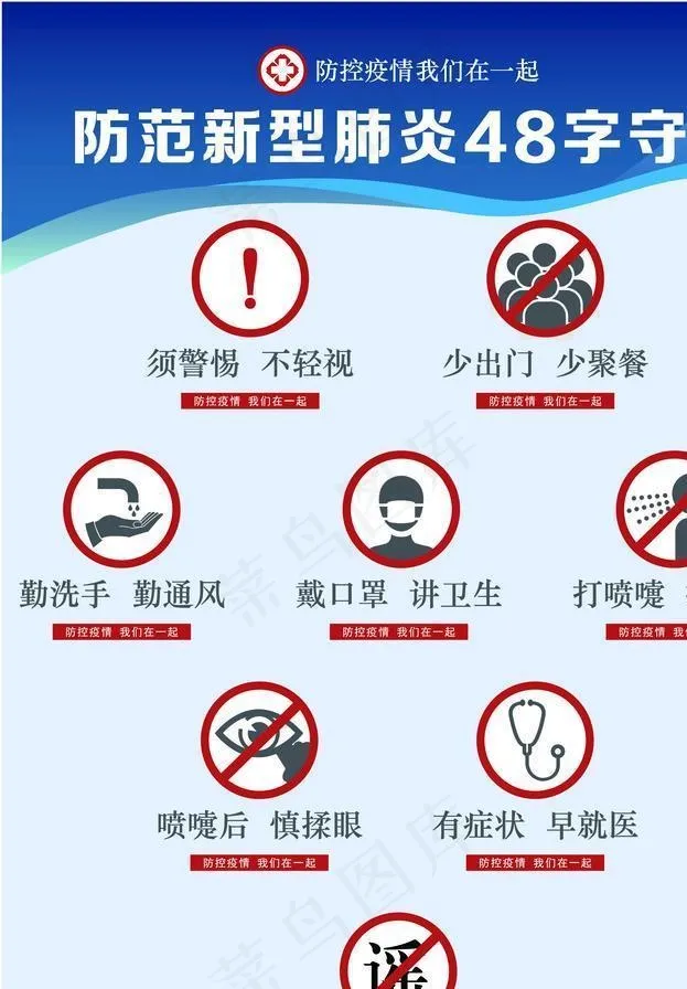 上海市防范新型肺炎48字守则图片ai矢量模版下载
