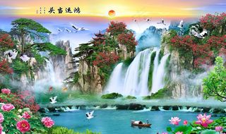 背景墙山水 风景 山水画 意境图片