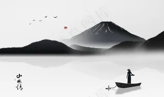 新中式水墨山水背景图片