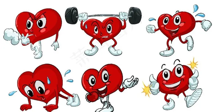卡通心脏矢量图图片ai矢量模版下载