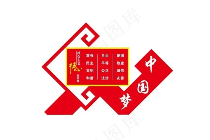 核心价值观造型  中国梦造型图片cdr矢量模版下载