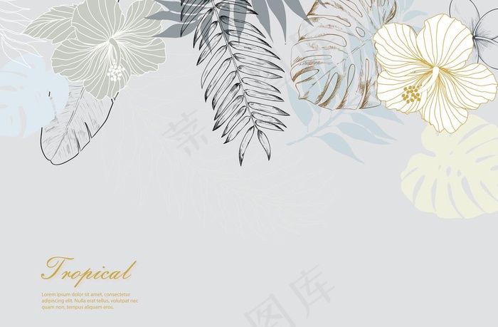 手绘叶子背景墙图片