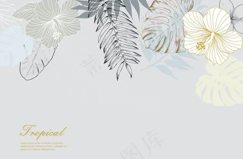 手绘叶子背景墙图片