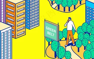 创意城市生活卡通插画图片