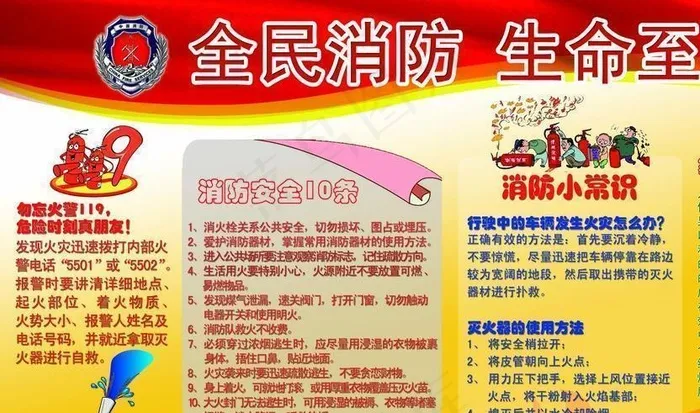 消防安全教育宣传海报图片(5906X3937(DPI:100))psd模版下载