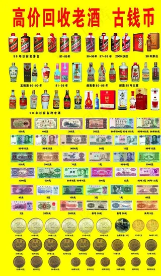 回收老酒 古钱币图片