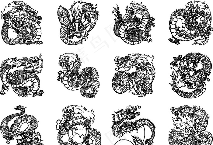 龙图片eps,ai矢量模版下载