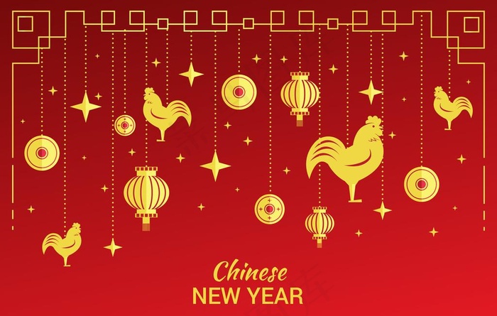 2017鸡年图片ai矢量模版下载