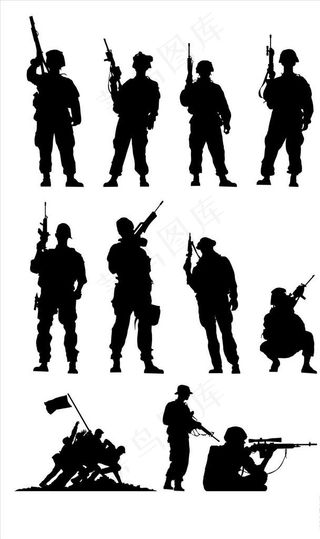 士兵剪影图片