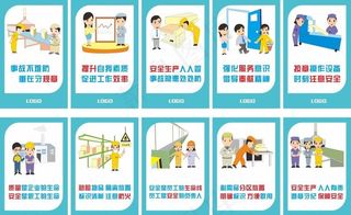 工厂厂房安全生产卡通文化展板图片