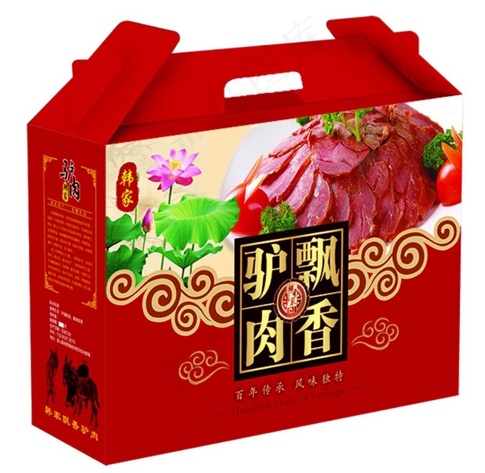 驴肉包装盒 驴肉礼盒 平面图图片(5728X4370(DPI:300))psd模版下载