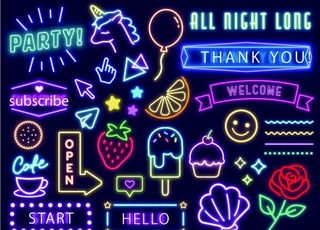 卡通可爱霓虹灯图案咖啡酒吧招牌图片