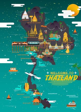 城市旅游创意卡通插画图片