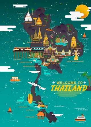 城市旅游创意卡通插画图片