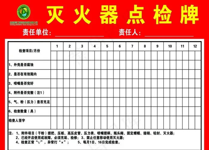 灭火器点检牌图片