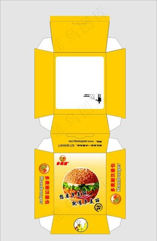 多美丽汉堡包装盒展开图图片