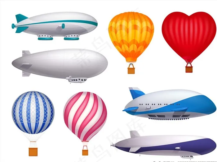 热气球图片ai矢量模版下载