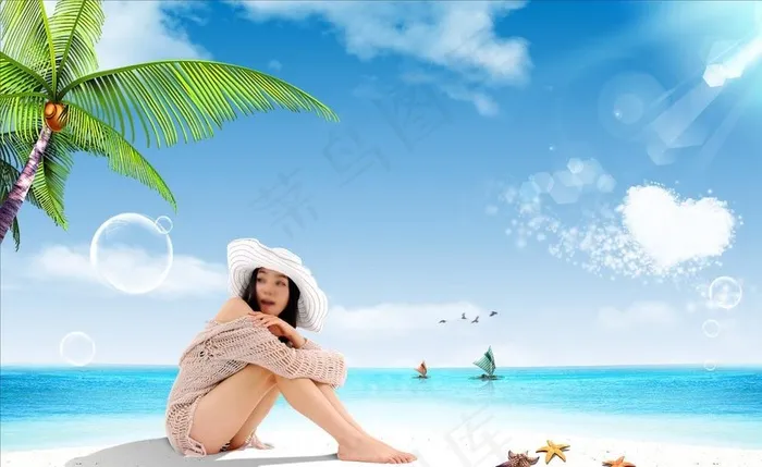 夏日海边图片cdr矢量模版下载