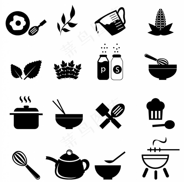 烹饪食材小图标图片ai矢量模版下载