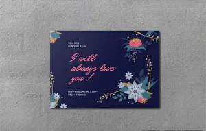 手绘鲜花背景情人节贺卡情书图片