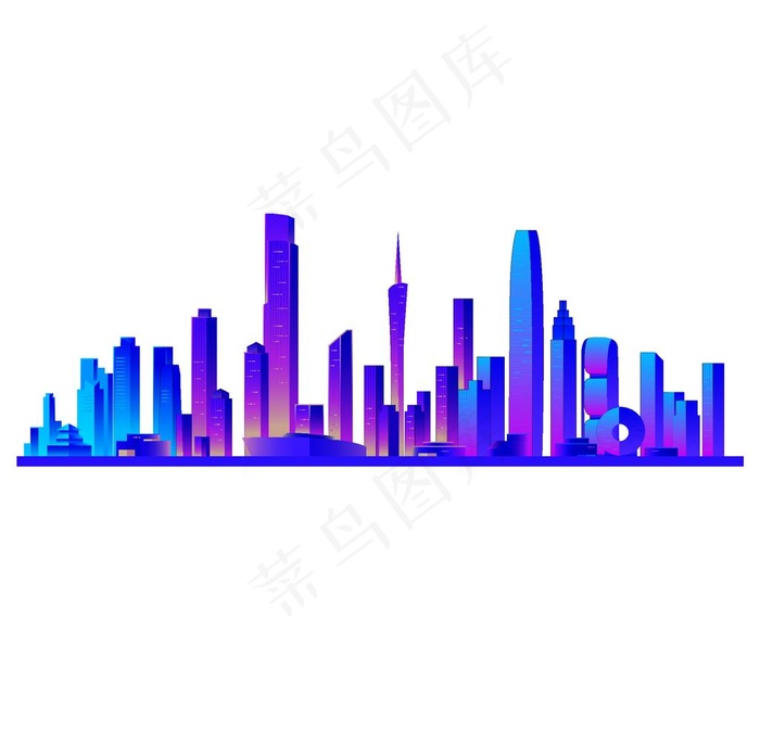 广州城市剪影建筑图片ai矢量模版下载