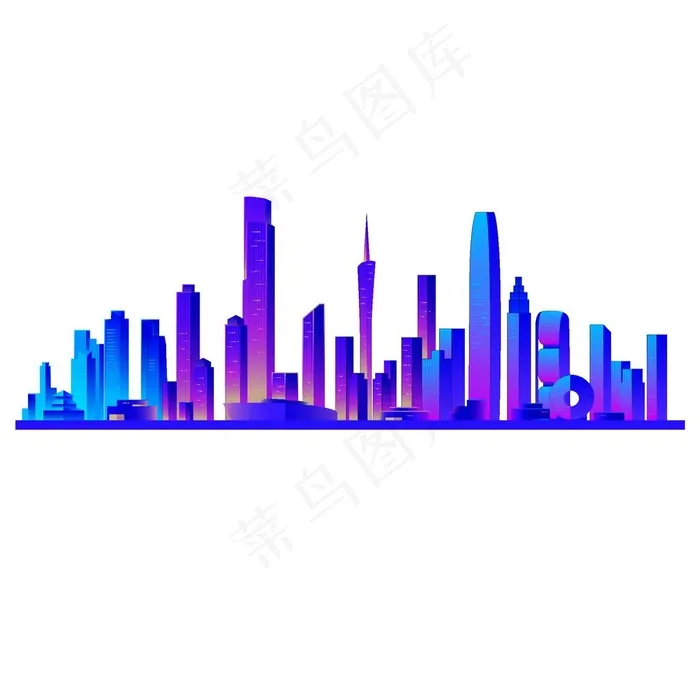 广州城市剪影建筑图片ai矢量模版下载