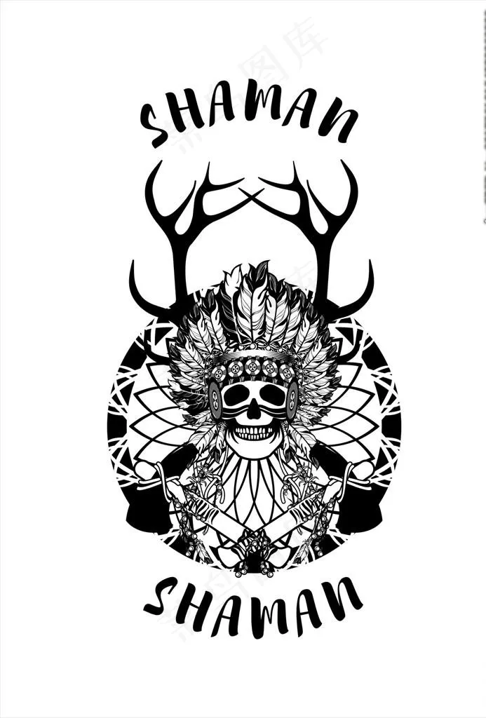 印第安骷髅头鹿角矢量图下载图片cdr矢量模版下载
