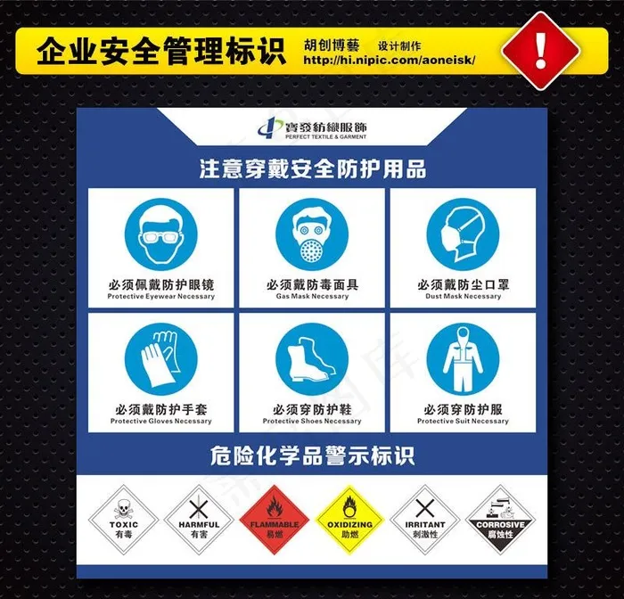 化安全穿戴防护标识图片cdr矢量模版下载