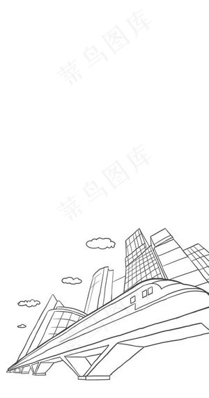手绘线条风景城市地铁高铁图片
